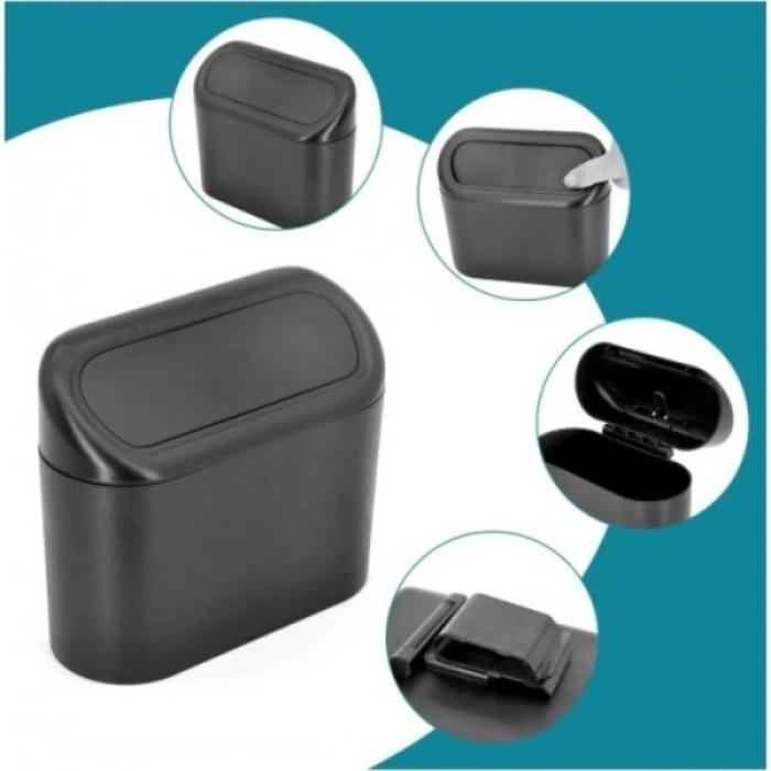 ÇOK SATAN Araba Çöp Kutusu Kapaklı Organize Siyah Renk