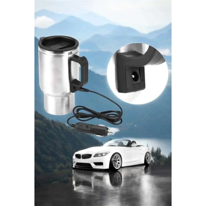 ÇOK SATAN Araç İçi Çelik Su Isıtıcı Termos Bardak Çakmak Girişli Kupa Görünümlü