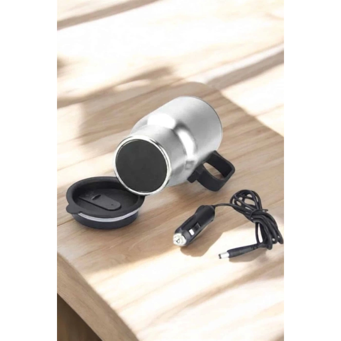 ÇOK SATAN Araç İçi Çelik Su Isıtıcı Termos Bardak Çakmak Girişli Kupa Görünümlü