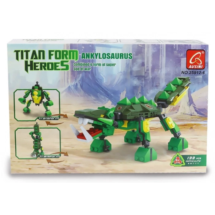 ÇOK SATAN Ausini Titan Form Heroes-6 Ankylosaurus 133 Parça
