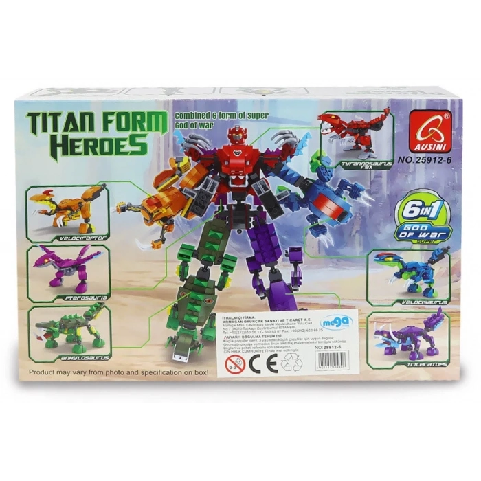 ÇOK SATAN Ausini Titan Form Heroes-6 Ankylosaurus 133 Parça
