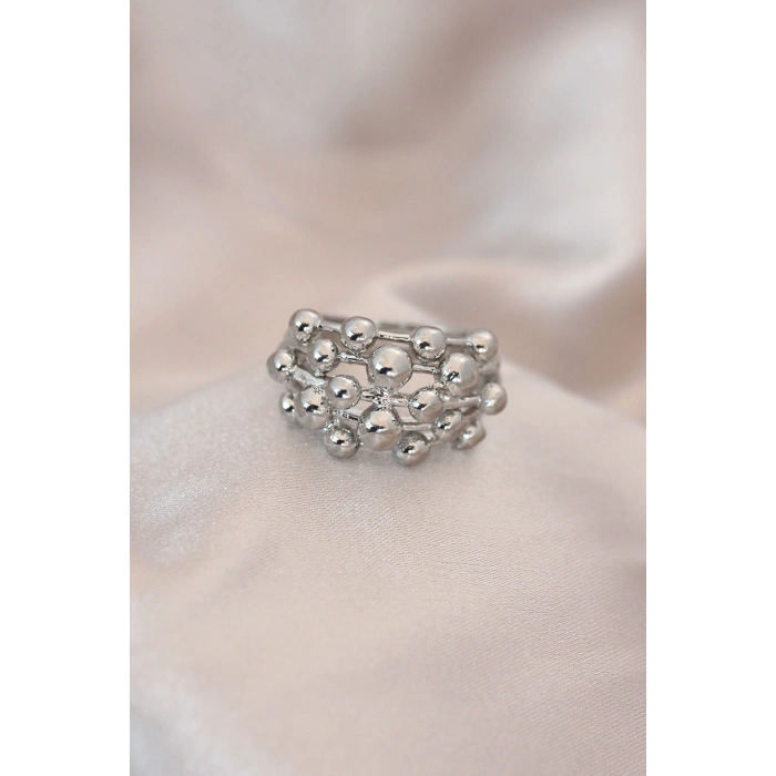 ÇOK SATAN Ayarlamalı Silver Renk Metal Bombeli Boluncuk Model Yüzük