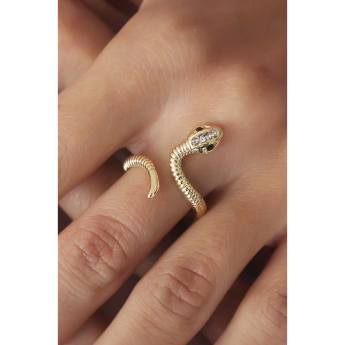ÇOK SATAN Ayarlanabilir Gold Renk Yılan Kadın Yüzük