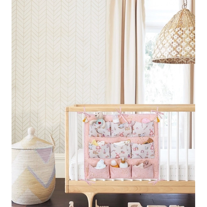 ÇOK SATAN Baby 9 Cepli Bağlamalı Beşik Kenarı Düzenleyici (pembe)