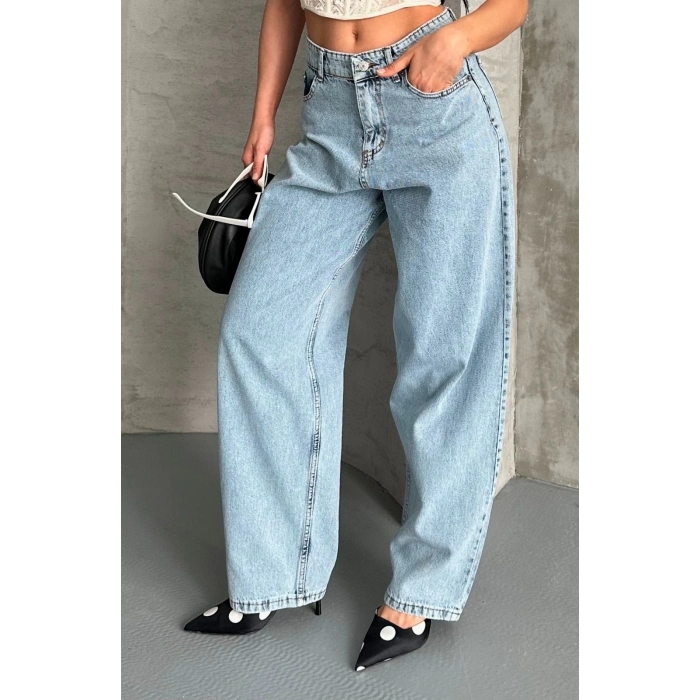 ÇOK SATAN Baggy kar yıkama buz mavi jeans pantolon d2007