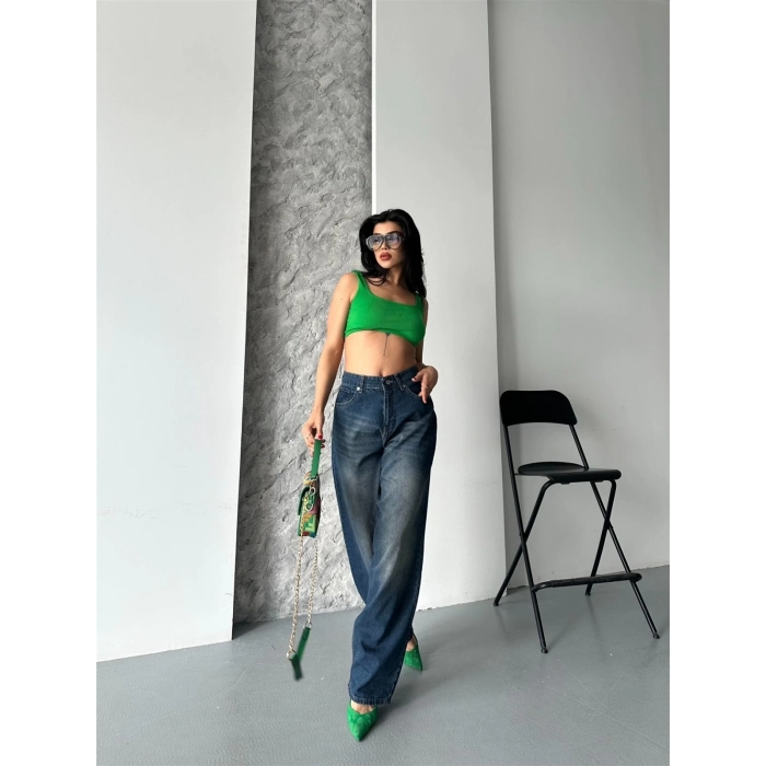 ÇOK SATAN Baggy süper taş bıyık yıkama kahve tint jeans pantolon d2007