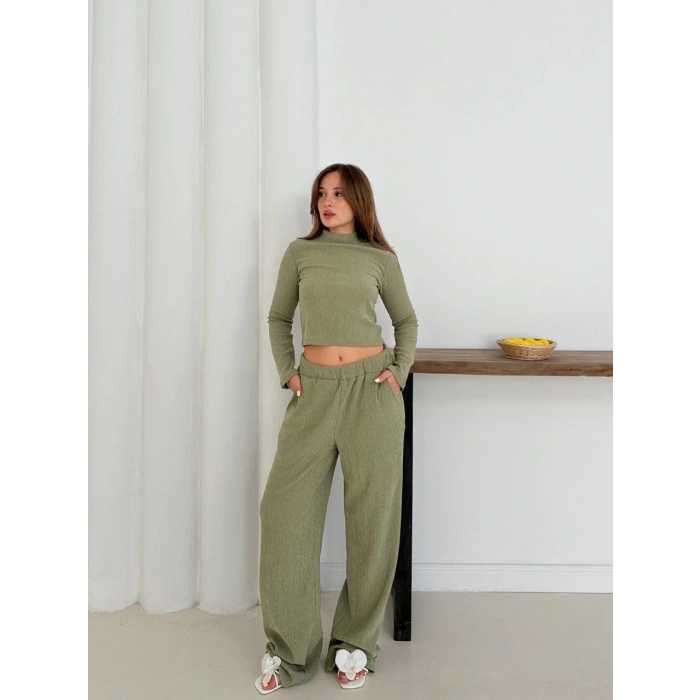 ÇOK SATAN Balıkçı yaka örme takım mint st265865