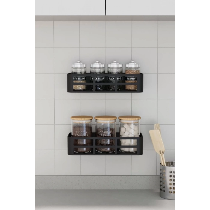 ÇOK SATAN Banyo Düzenleyici Organizer Şampuanlık Havlupan Askısı Havluluk Siyah Banyo Duş Rafı Mutfak Rafı