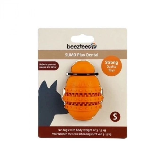 ÇOK SATAN Beeztees Sumo Dental Ödül Hazneli Kauçuk Köpek Çiğneme Oyuncağı Small Turuncu 8 Cm