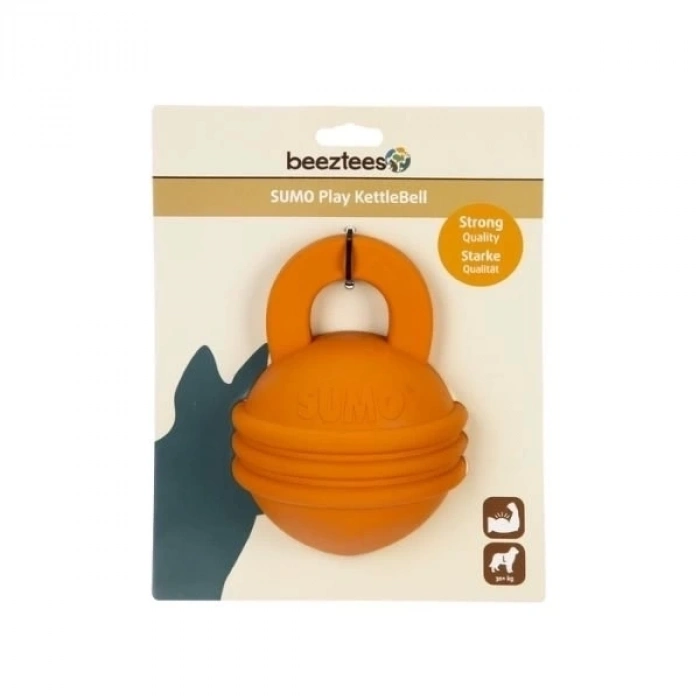 ÇOK SATAN Beeztees Sumo Kettlebell Ödül Hazneli Kauçuk Köpek Oyuncağı Turuncu 16 Cm