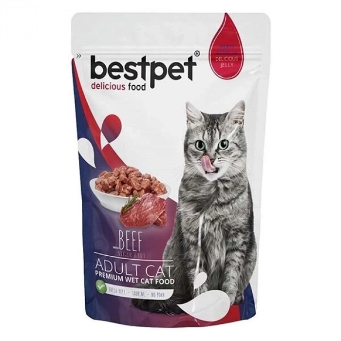 ÇOK SATAN BestPet Adult Jelly Pouch Biftekli Yaş Kedi Maması 85 Gr