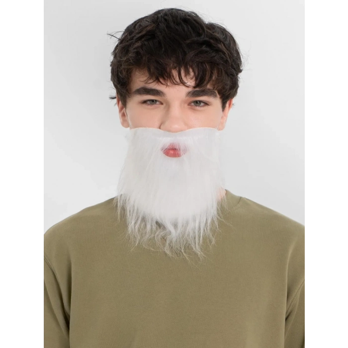 ÇOK SATAN Beyaz Kırçıllı Arkadan Lastikli Beyaz Takma Sakal Yetişkin Çocuk Uyumlu