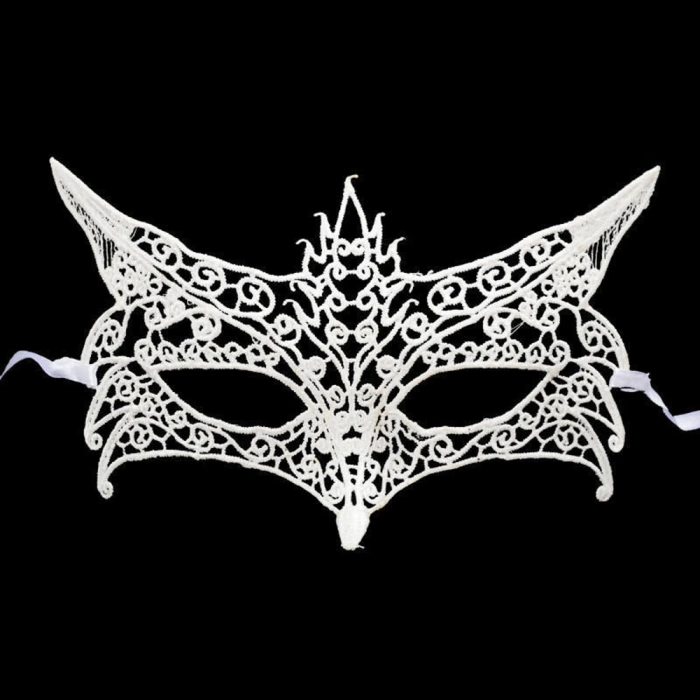 ÇOK SATAN Beyaz Renk Dantel Kesim Dantel İşlemeli Balo Parti Maskesi 7 No