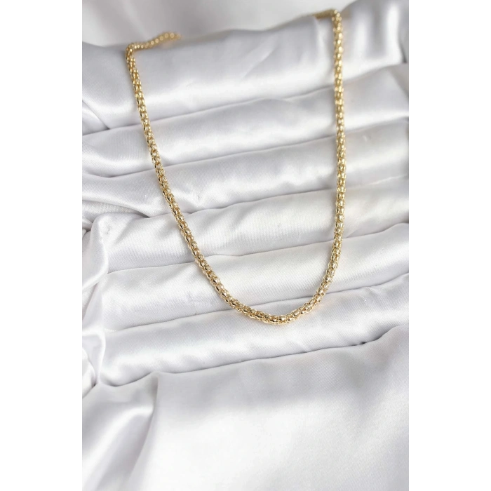 BFS 14K Gold Renk Kaplama Boru Zincir Model CM Kadın Kolye
