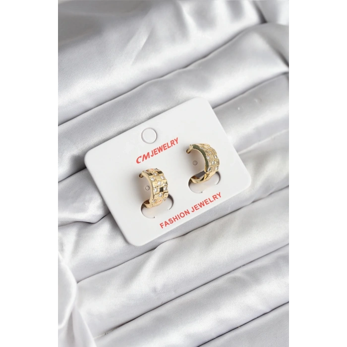 BFS 14K Gold Renk Kaplama CM Kadın Küpe