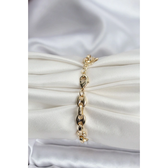 BFS 14K Gold Renk Kaplama Kahve Çekirdeği Model CM Kadın Bileklik