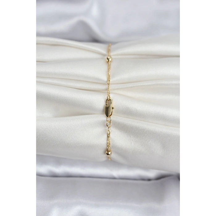 BFS 14K Gold Renk Kaplama Topçuklu Model CM Kadın Bileklik