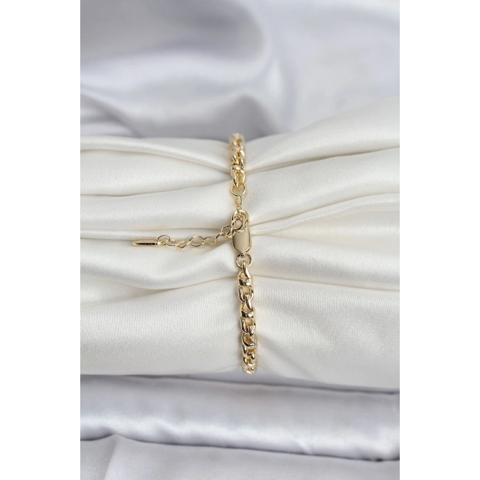 BFS 14K Gold Renk Kaplama Zincir Model Kadın CM Bileklik