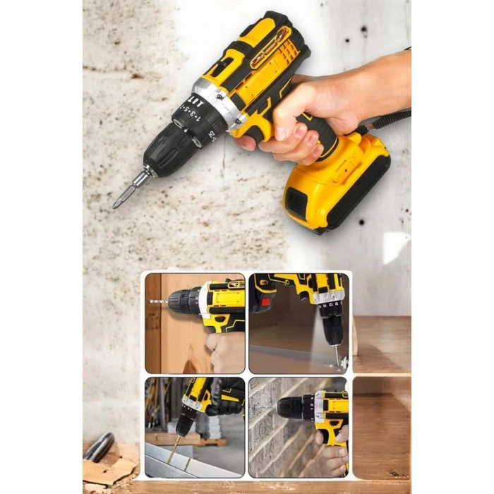 BFS 24 Parça Çift Bataryalı Şarjlı Matkap Seti 24W Motor ve Otomatik Mil Kilitli Tasarım