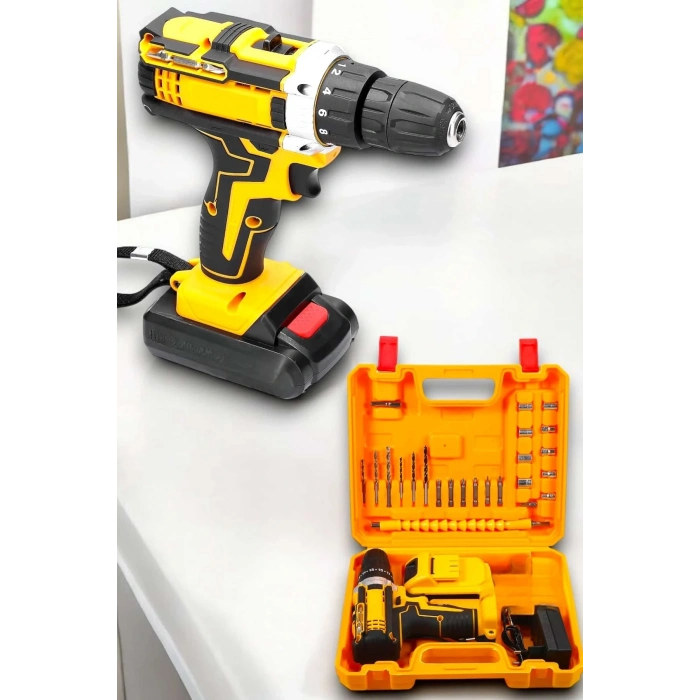 BFS 24 Parça Çift Bataryalı Şarjlı Matkap Seti 24W Motor ve Otomatik Mil Kilitli Tasarım