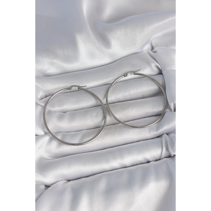 BFS 316 Çelik Gümüş Renk 53 mm Halka Model Kadın Küpe