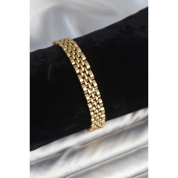 BFS 316L Çelik 9 mm Kalınlıkta Gold Renkli Erkek Bileklik