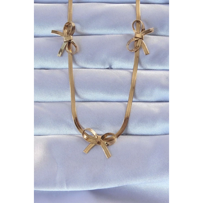 BFS 316L Çelik Altın Renk İtalyan Zincirli Fiyonk Kolye