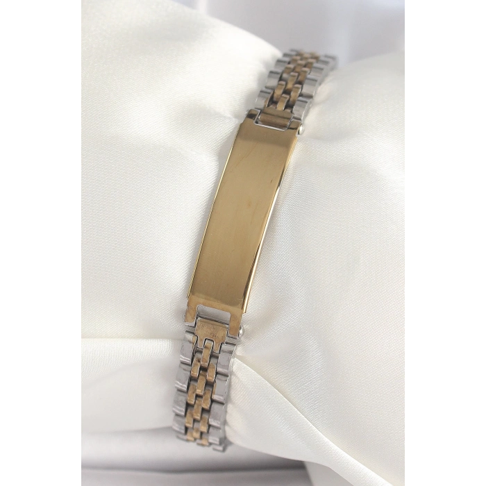 ÇOK SATAN BFS 316L Çelik Gold Gümüş Renk Kalın Zincir Künye Model Erkek Bileklik