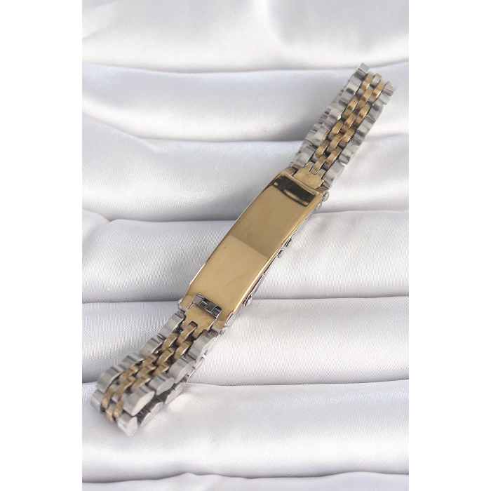 ÇOK SATAN BFS 316L Çelik Gold Gümüş Renk Kalın Zincir Künye Model Erkek Bileklik