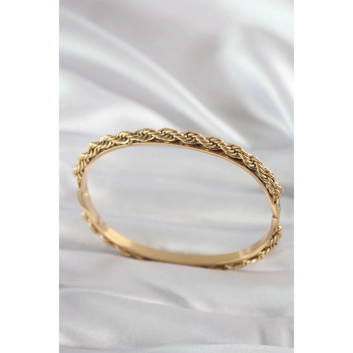 ÇOK SATAN BFS 316L Çelik Gold Renk Burgu Zincir Model Kadın Kelepçe