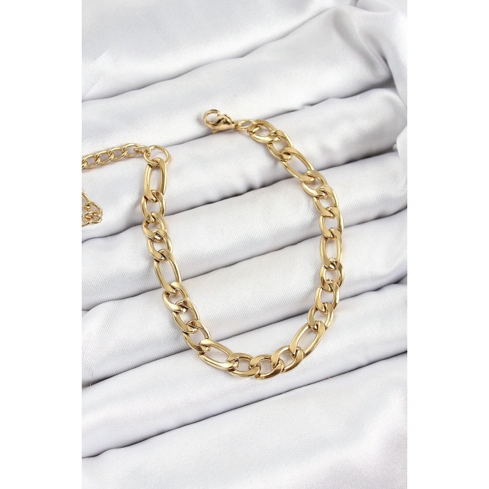 ÇOK SATAN BFS 316L Çelik Gold Renk Kalın Zincir Erkek Bileklik