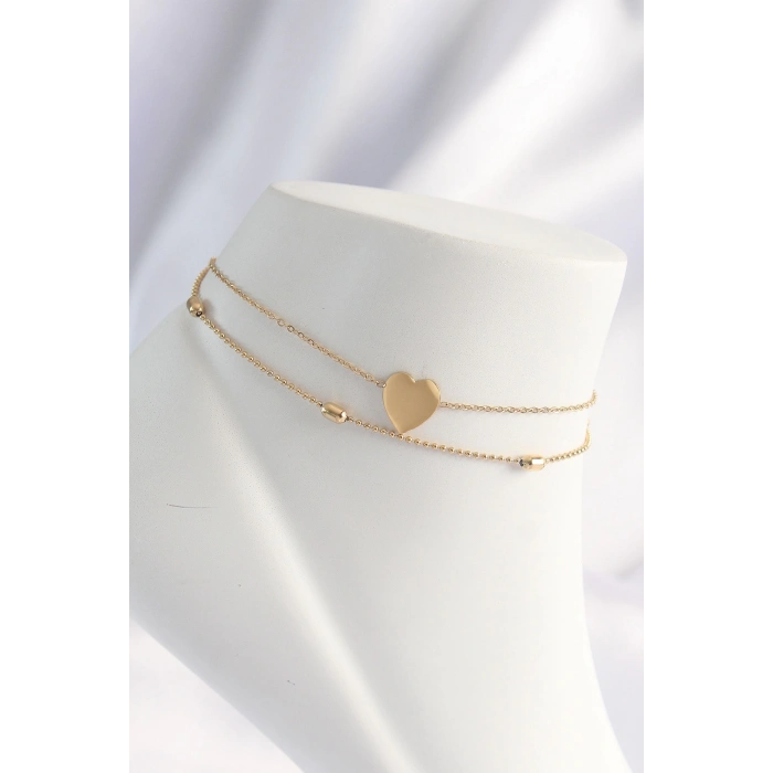 ÇOK SATAN BFS 316L Çelik Gold Renk Kalp Tasarımlı 2li Halhal