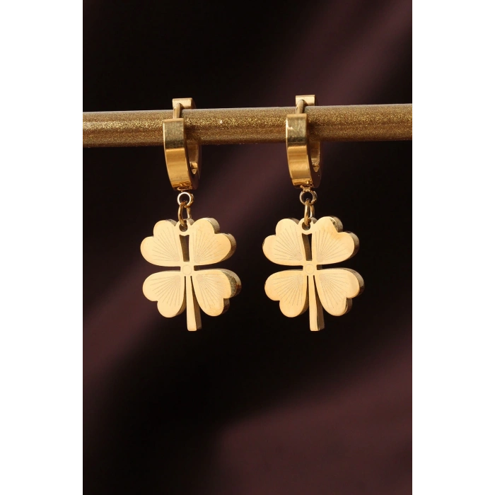 ÇOK SATAN BFS 316L Çelik Gold Renk Yonca Küpe