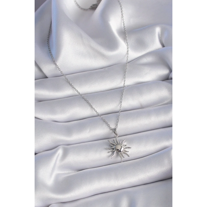 BFS 316L Çelik Gold Renk Zincir Güneş Figür Kadın Kolye