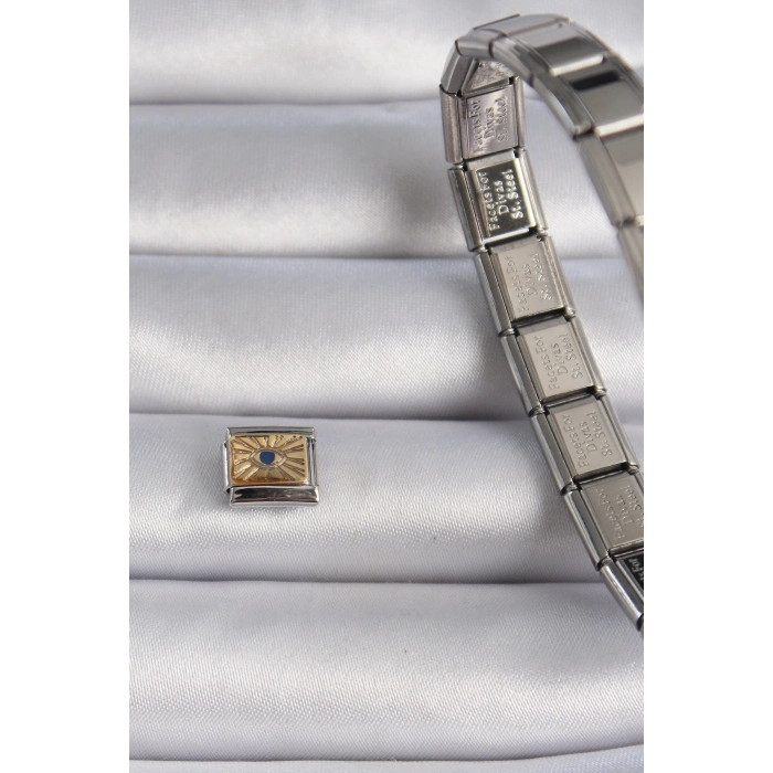 ÇOK SATAN BFS 316L Çelik Gümüş Renk Altın Göz İşlemeli Nomination Charm