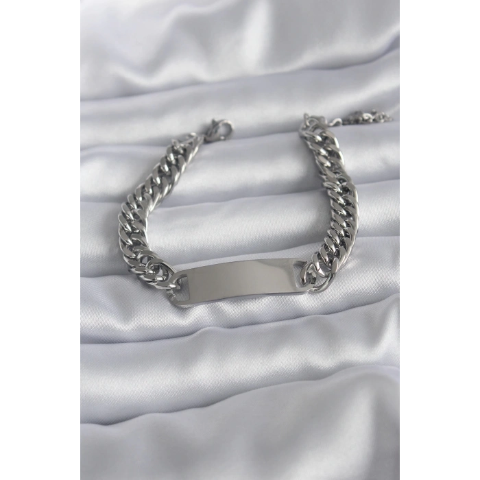 ÇOK SATAN BFS 316L Çelik Gümüş Renk İsim Yazılabilir Plaka Model Kadın Bileklik