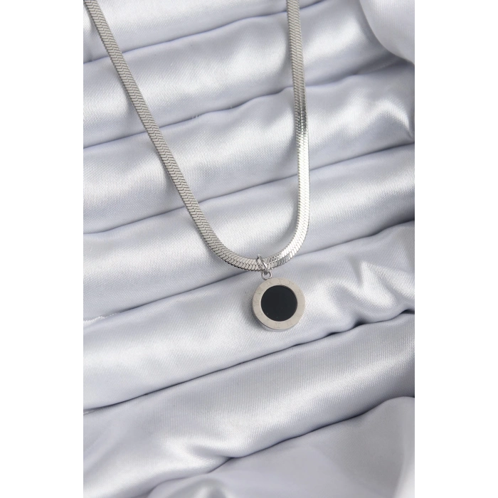 ÇOK SATAN BFS 316L Çelik Gümüş Renk İtalyan Zincir Model İşleme Detay Kadın Kolye