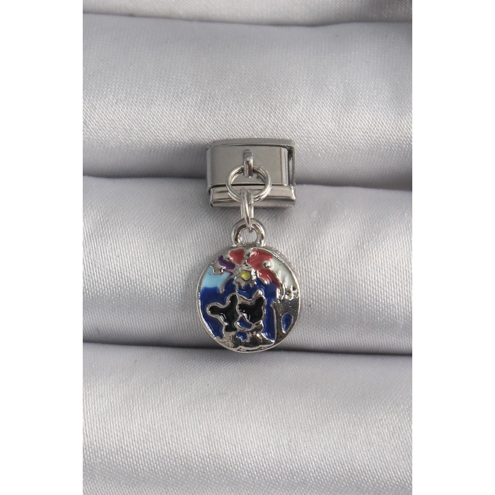 ÇOK SATAN BFS 316L Çelik Gümüş Renk Sallantı Dünya Model Nomination Charm