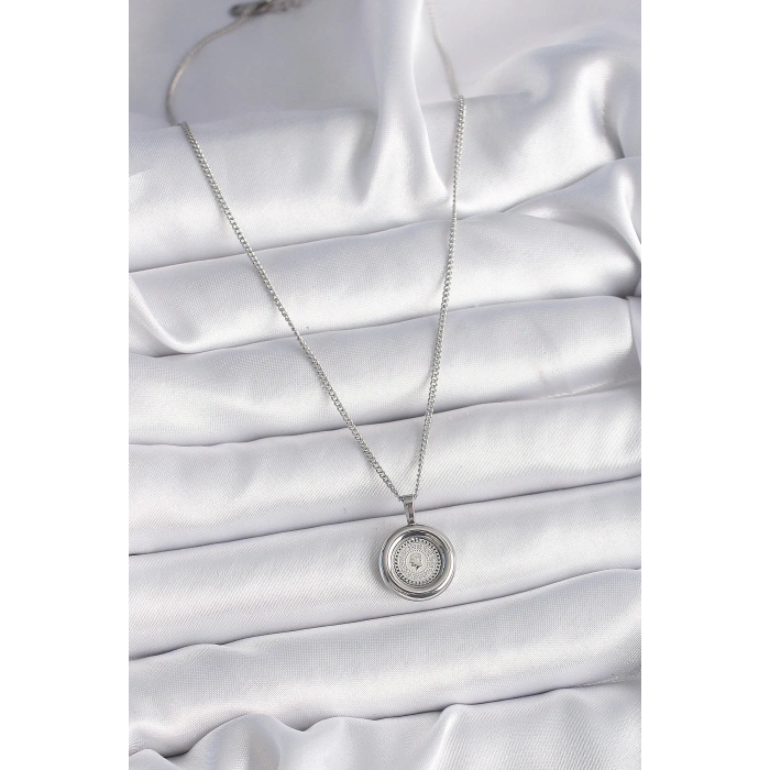 BFS 316L Çelik Gümüş Renk Zincir Gümüş Renk Altın Model Kadın Kolye