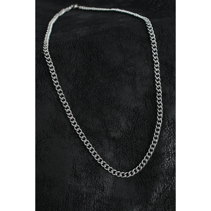 BFS 316L Çelik Klasik Oval Zincir Model Gümüş Renk Erkek Kolye