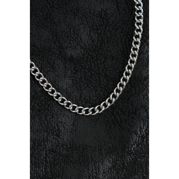 BFS 316L Çelik Klasik Oval Zincir Model Gümüş Renk Erkek Kolye