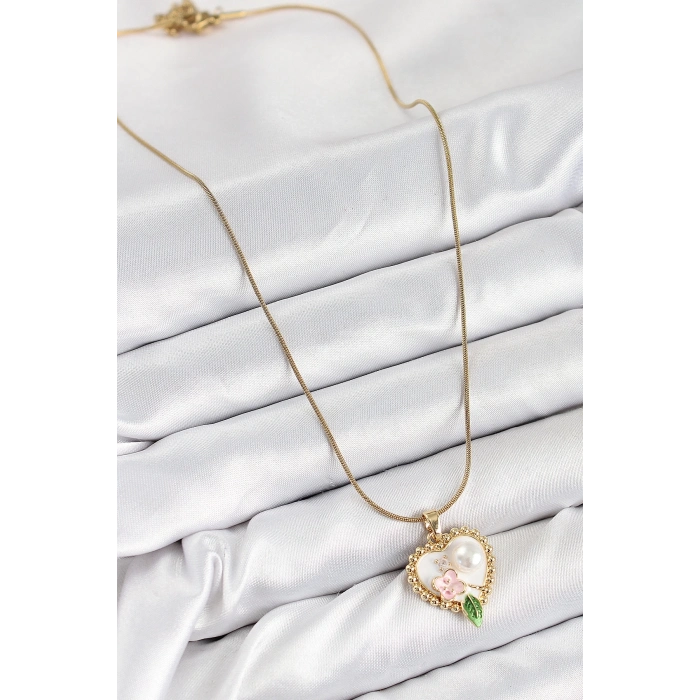 BFS 316L Çelik Sanatsal Portre Model Gold Renk Kadın Kolye