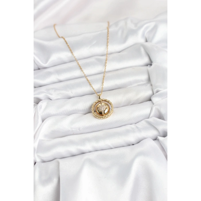 ÇOK SATAN BFS 316L Çelik Zincir Gold Renk Kutup Yıldızı Model Kadın Kolye