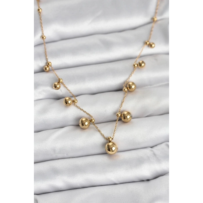 ÇOK SATAN BFS 316L Çelik Zincir Gold Renk Topçuklu Kolye