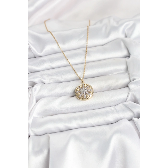 ÇOK SATAN BFS 316L Çelik Zincir Gold Renk Zirkon Taşlı Kadın Kolye