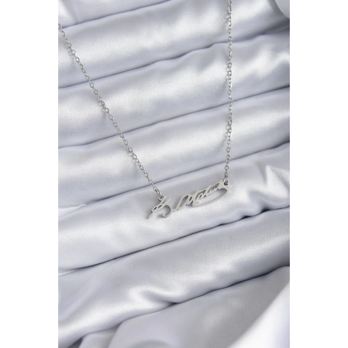 ÇOK SATAN BFS 316L Çelik Zincir Gümüş Renk Atatürk İmza Figür Kadın Kolye