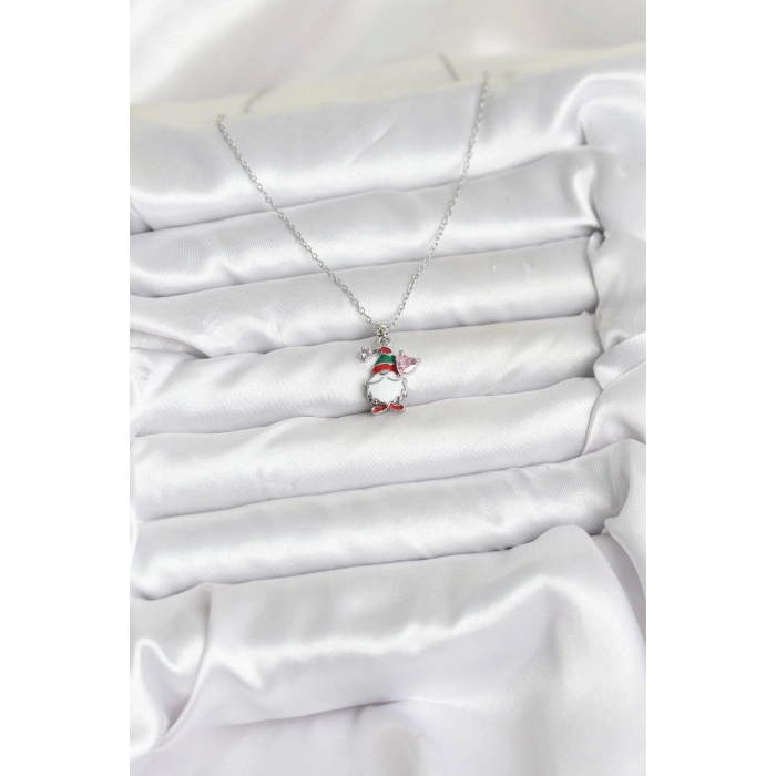 BFS 316L Çelik Zincir Gümüş Renk Yılbaşı Teması Kadın Kolye