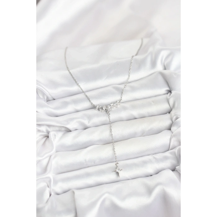 BFS 316L Çelik Zincir Gümüş Renk Yıldız Model Y Kadın Kolye
