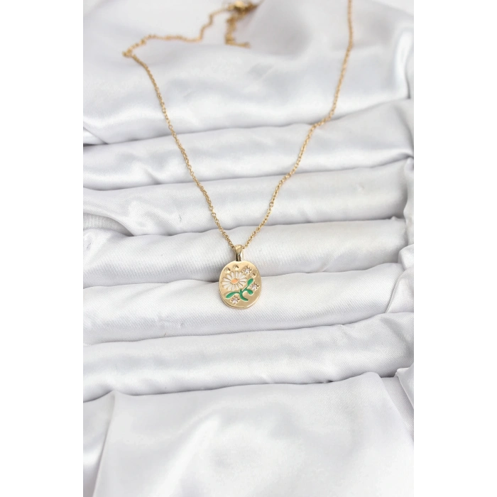 BFS 316L Çelik Zincir Papatya Figürlü Kadın Kolye