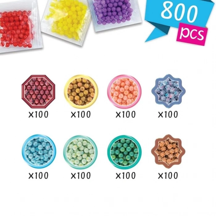 BFS   35089 AquaBeads Suluboya Renkleri Yedek Boncuk Pakedi- 800 parça +4 yaş